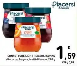 Spazio Conad Confetture light piacersi conad albicocca, fragole, frutti di bosco offerta