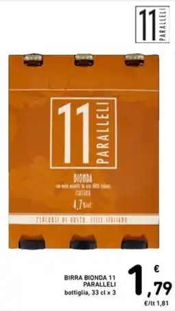 Spazio Conad Birra bionda 11 paralleli bottiglia offerta