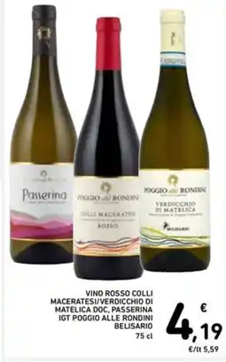 Spazio Conad Vino rosso colli maceratesi/verdicchio di matelica doc, passerina igt poggio alle rondini belisario offerta