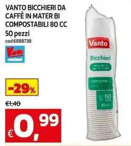 C+C Cash and Carry Vanto bicchieri da caffè in mater bi compostabili 80 cc offerta