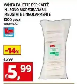 C+C Cash and Carry Vanto palette per caffè in legno biodegradabili imbustate singolarmente offerta