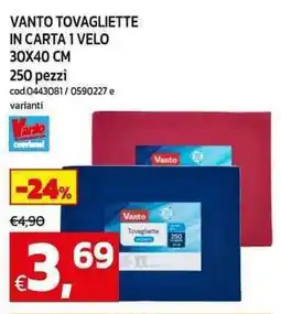 C+C Cash and Carry Vanto tovagliette in carta 1 velo 30x40 cm offerta