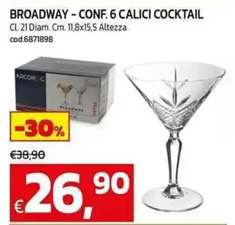 C+C Cash and Carry Broadway - conf. 6 calici cocktail offerta