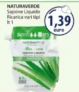Acqua & Sapone NATURAVERDE Sapone Liquido Ricarica vari tipi lt 1 offerta