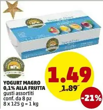 PENNY Yogurt magro 0.1% alla frutta offerta