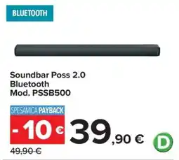 Carrefour Soundbar Poss 2.0 Bluetooth Mod. PSSB500 offerta