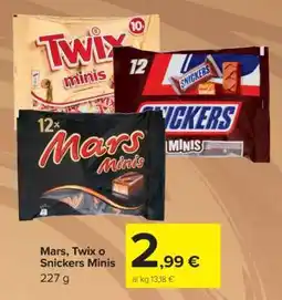 Carrefour Mars, Twix o Snickers Minis offerta
