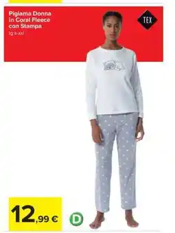 Carrefour Pigiama Donna in Coral Fleece con Stampa offerta
