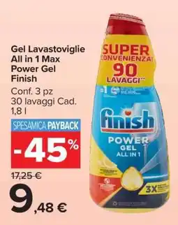Carrefour Gel Lavastoviglie All in 1 Max Power Gel Finish offerta