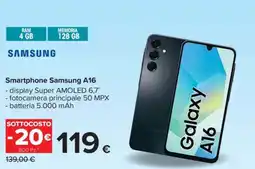 Carrefour Smartphone Samsung A16 offerta