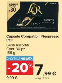 Carrefour Capsule Compatibili Nespresso L'OR offerta