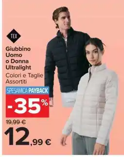 Carrefour Giubbino Uomo o Donna Ultralight offerta