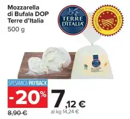 Carrefour Mozzarella di Bufala DOP Terre d’Italia offerta