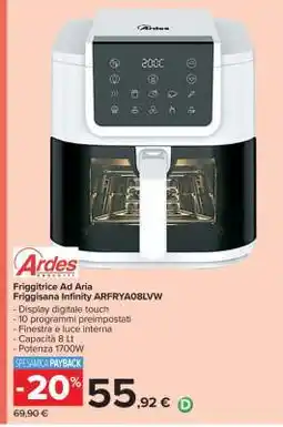 Carrefour Friggitrice Ad Aria Friggisna Infinity ARFRYA08LVW offerta