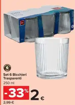 Carrefour Set 6 bicchieri trasparenti offerta