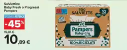Carrefour Salviettine Baby Fresh o Progressi Pampers offerta
