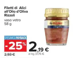 Carrefour Filetti di Alici all’Olio d’Oliva Rizzoli offerta