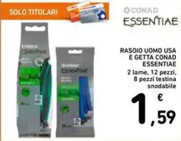 Spazio Conad Rasoio uomo usa e getta CONAD ESSENTIAE 2 lame, 12 pezzi, 8 pezzi testina snodabile offerta