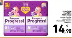 Spazio Conad Pannolini PAMPERS progressi pacco doppio, pannolini o mutandino, misure assortite offerta