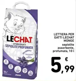 Spazio Conad Lettiera per gatti LECHAT monge sepiolite assorbente, profumata offerta