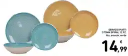 Spazio Conad Servizio piatti stonw spiral 12 pz. blu, arancio, verde offerta