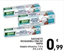 Spazio Conad Sacchetti richiudibili con zip RAPID doppia chiusura offerta
