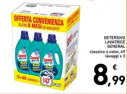 Spazio Conad Detersivo lavatrice GENERAL classico o color 49 lavaggi x 3 offerta