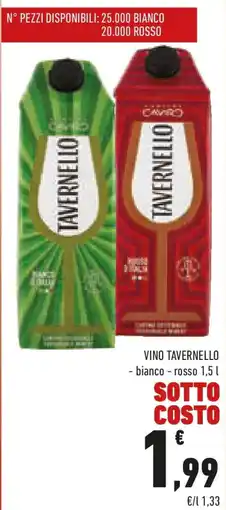 Conad Vino tavernello bianco rosso offerta