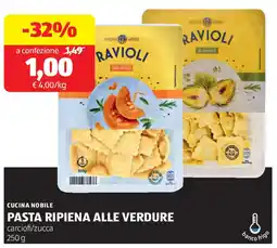 ALDI CUCINA NOBILE pasta ripiena alle verdure carciofi/zucca offerta