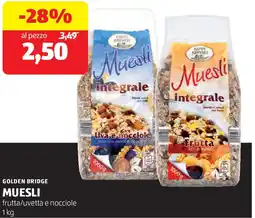 ALDI GOLDEN BRIDGE Muesli frutta/uvetta e nocciole offerta