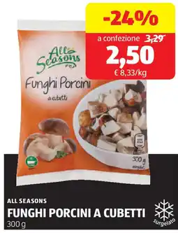 ALDI ALL SEASONS funghi porcini a cubetti offerta