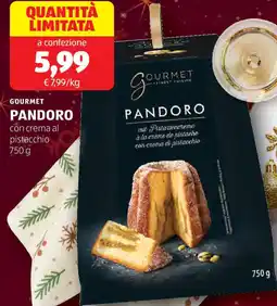 ALDI GOURMET pandoro con crema al pistacchio offerta