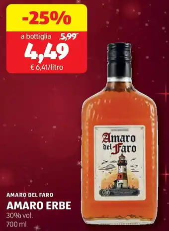 ALDI AMARO DEL FARO amaro erbe offerta