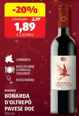ALDI DENOVO bonarda d'oltrepò pavese doc offerta