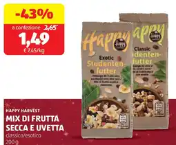 ALDI HAPPY HARVEST mix di frutta secca e uvetta classico/esotico offerta