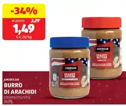 ALDI American burro di arachidi creamy/crunchy offerta