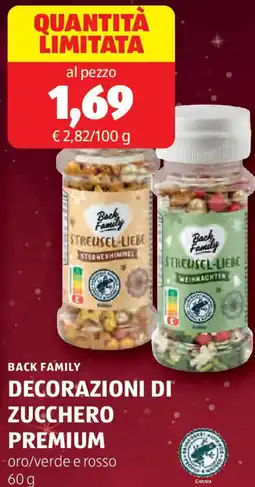 ALDI BACK FAMILY Decorazioni di zucchero premium oro/verde e rosso offerta