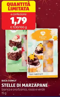 ALDI BACK FAMILY Stelle di marzapane bianco e oro/bianco, rosso e verde offerta