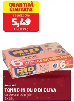ALDI RIO MARE Tonno in olio di oliva da pesca artigianale offerta