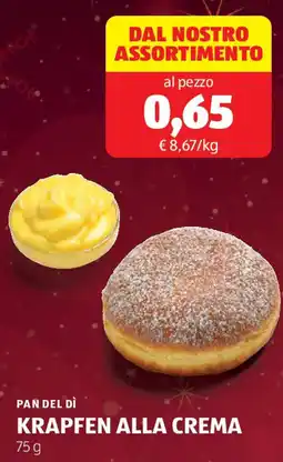 ALDI PAN DEL DÌ krapfen alla crema offerta