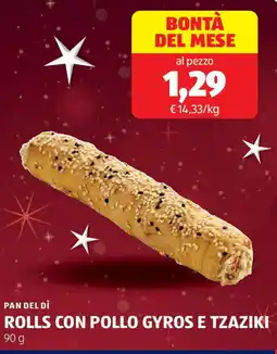 ALDI PAN DEL DÌ Rolls con pollo gyros e tzaziki offerta