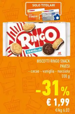 Conad Biscotti ringo snack PAVESI offerta