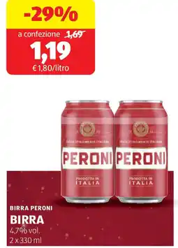 ALDI BIRRA PERONI birra 4,7% vol. offerta