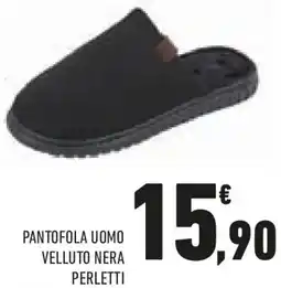 Conad Pantofola uomo velluto nera perletti offerta