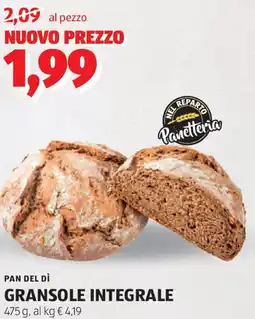 ALDI PAN DEL DÌ gransole integrale offerta