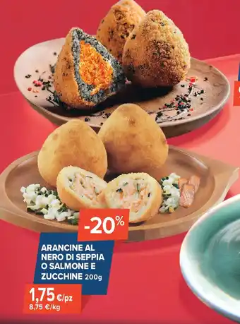 Arancine al nero di seppia o salmone e zucchine