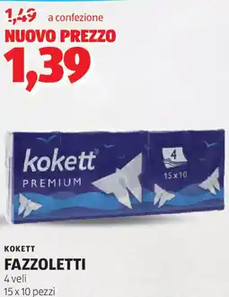 ALDI KOKETT Fazzoletti 4 veli 15 x 10 pezzi offerta