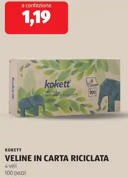 ALDI KOKETT veline in carta riciclata 4 veli 100 pezzi offerta