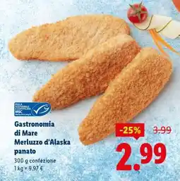 Lidl Gastronomia di Mare Merluzzo d'Alaska panato offerta