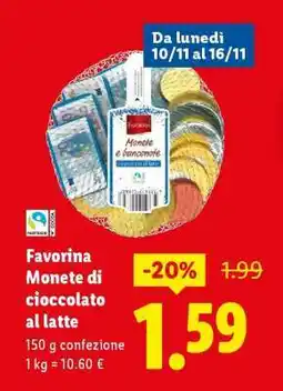 Lidl Favorina Monete di cioccolato al latte offerta
